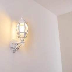 Hofstein Lentua Au&szlig;enwandleuchte Wei&szlig;, 1-flammig, Bewegungsmelder -Außenleuchten Verkaufe lentua aussenwandleuchte h3075593 do1 13