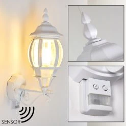 Hofstein Lentua Au&szlig;enwandleuchte Wei&szlig;, 1-flammig, Bewegungsmelder