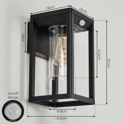 Hofstein Leset Au&szlig;enwandleuchte Schwarz, 1-flammig, Bewegungsmelder -Außenleuchten Verkaufe leset aussenwandleuchte h3443309 3