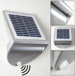 Hofstein Lesum Solar-Au&szlig;enwandleuchte LED Silber, 1-flammig, Bewegungsmelder