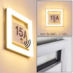 Hofstein Louisville Hausnummernleuchte LED Grau, 1-flammig, Bewegungsmelder