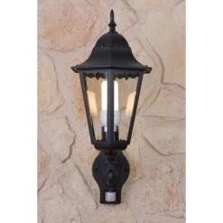 Lutec Lampen Lutec BRISTOL Au&szlig;enwandleuchte Schwarz, Transparent, Klar, 1-flammig, Bewegungsmelder -Außenleuchten Verkaufe lutec bristol aussenwandleuchte 1331 l pir sw 3