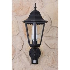 Lutec Lampen Lutec BRISTOL Au&szlig;enwandleuchte Schwarz, Transparent, Klar, 1-flammig, Bewegungsmelder -Außenleuchten Verkaufe lutec bristol aussenwandleuchte 1331 l pir sw 4