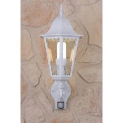 Lutec Lampen Lutec BRISTOL Au&szlig;enwandleuchte Wei&szlig;, Transparent, Klar, 1-flammig, Bewegungsmelder -Außenleuchten Verkaufe lutec bristol aussenwandleuchte 1331 l pir wh 3