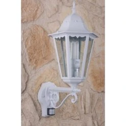 Lutec Lampen Lutec BRISTOL Au&szlig;enwandleuchte Wei&szlig;, Transparent, Klar, 1-flammig, Bewegungsmelder -Außenleuchten Verkaufe lutec bristol aussenwandleuchte 1331 l pir wh 5