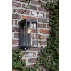 Lutec Lampen FLAIR Au&szlig;enwandleuchte Schwarz, 1-flammig, Bewegungsmelder