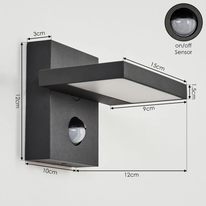 Hofstein Lyckan Außenwandleuchte LED Schwarz, 1-flammig, Bewegungsmelder 4 Hofstein Lyckan Außenwandleuchte LED Schwarz, 1-flammig, Bewegungsmelder – Bild 4