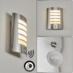 Hofstein Maleny Au&szlig;enwandleuchte Edelstahl, 1-flammig, Bewegungsmelder