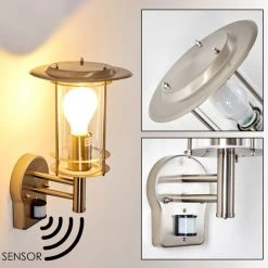 Hofstein Mulo Au&szlig;enwandleuchte Edelstahl, 1-flammig, Bewegungsmelder