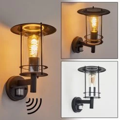 Hofstein Mulo Au&szlig;enwandleuchte Schwarz, 1-flammig, Bewegungsmelder