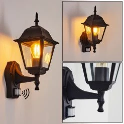 Hofstein Naofe Au&szlig;enwandleuchte Schwarz, 1-flammig, Bewegungsmelder