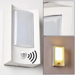 Hofstein Nordkapp Au&szlig;enwandleuchte LED Wei&szlig;, 1-flammig, Bewegungsmelder