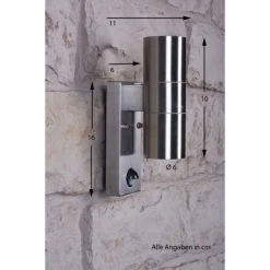 Nordlux TIN Au&szlig;enwandleuchte Edelstahl, 2-flammig, Bewegungsmelder