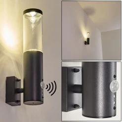 Hofstein Noreaz Au&szlig;enwandleuchte LED Anthrazit, 1-flammig, Bewegungsmelder