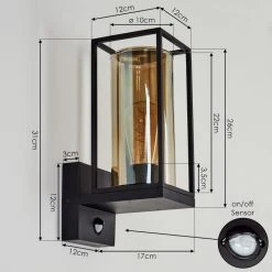 Hofstein Palanga Au&szlig;enwandleuchte Schwarz, 1-flammig, Bewegungsmelder -Außenleuchten Verkaufe palanga aussenwandleuchte h3558751 3