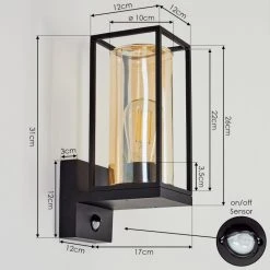 Hofstein Palanga Au&szlig;enwandleuchte Schwarz, 1-flammig, Bewegungsmelder -Außenleuchten Verkaufe palanga aussenwandleuchte h3558782 3
