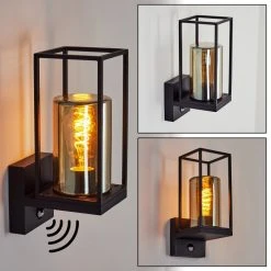 Hofstein Palanga Au&szlig;enwandleuchte Schwarz, 1-flammig, Bewegungsmelder