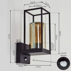 Hofstein Palanga Au&szlig;enwandleuchte Schwarz, 1-flammig, Bewegungsmelder -Außenleuchten Verkaufe palanga aussenwandleuchte h3558805 3