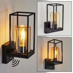 Hofstein Palanga Au&szlig;enwandleuchte Schwarz, 1-flammig, Bewegungsmelder