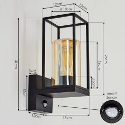 Hofstein Palanga Au&szlig;enwandleuchte Schwarz, 1-flammig, Bewegungsmelder -Außenleuchten Verkaufe palanga aussenwandleuchte h3558829 3