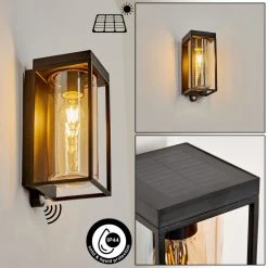 Hofstein Palanga Außenwandleuchte LED Schwarz, 1-flammig, Bewegungsmelder