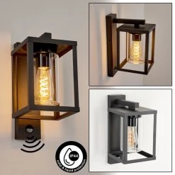 Hofstein Parkkola Au&szlig;enwandleuchte Anthrazit, 1-flammig, Bewegungsmelder