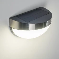 Hofstein Pori Aussenwandleuchte Solar LED Chrom, 1-flammig, Bewegungsmelder -Außenleuchten Verkaufe pori aussenwandleuchte solar h3023600 11