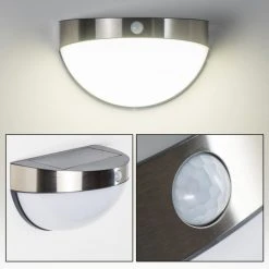 Hofstein Pori Aussenwandleuchte Solar LED Chrom, 1-flammig, Bewegungsmelder -Außenleuchten Verkaufe pori aussenwandleuchte solar h3023600 14