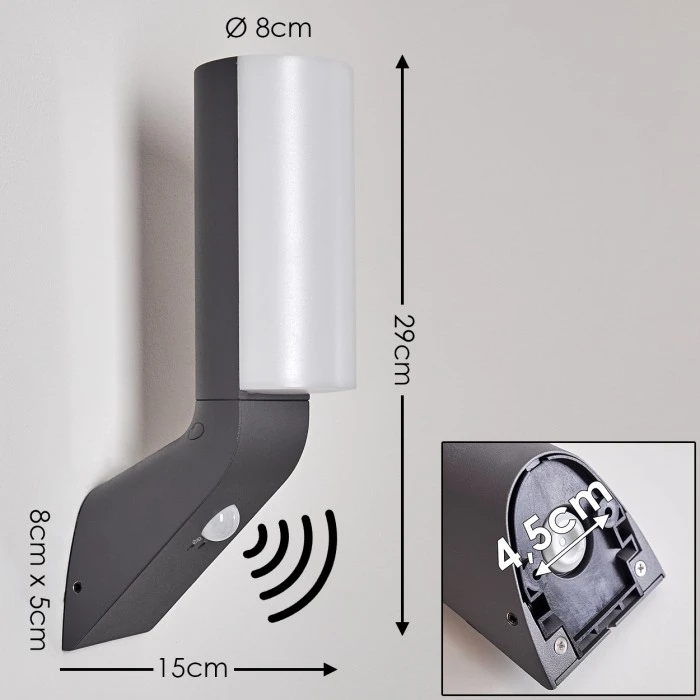 Hofstein Porus Außenwandleuchte LED Anthrazit, 1-flammig, Bewegungsmelder 2 Hofstein Porus Außenwandleuchte LED Anthrazit, 1-flammig, Bewegungsmelder – Bild 2