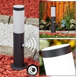 Hofstein Ruti Sockelleuchte Schwarz, 1-flammig, Bewegungsmelder