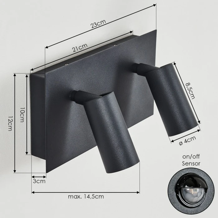 Hofstein Saeter Außenwandleuchte LED Schwarz, 2-flammig, Bewegungsmelder 4 Hofstein Saeter Außenwandleuchte LED Schwarz, 2-flammig, Bewegungsmelder – Bild 4