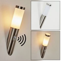 Hofstein Sessa Au&szlig;enwandleuchte Nickel-Matt, 1-flammig, Bewegungsmelder