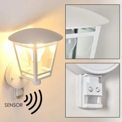 Hofstein Siera Au&szlig;enwandleuchte Wei&szlig;, 1-flammig, Bewegungsmelder