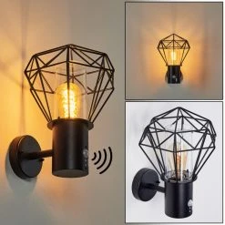 Hofstein Solda Au&szlig;enwandleuchte Schwarz, 1-flammig, Bewegungsmelder