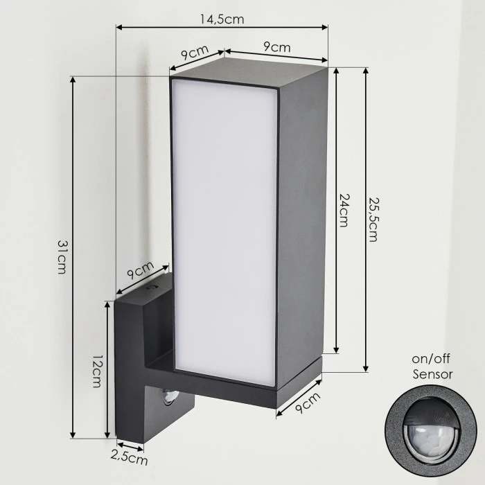 Hofstein Swanek Außenwandleuchte LED Anthrazit, 1-flammig, Bewegungsmelder 4 Hofstein Swanek Außenwandleuchte LED Anthrazit, 1-flammig, Bewegungsmelder – Bild 4