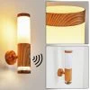 Hofstein Tenvik Au&szlig;enwandleuchte LED Braun, Holzoptik, 2-flammig, Bewegungsmelder