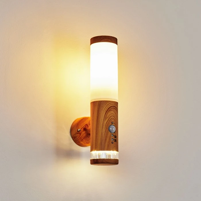 Hofstein Tenvik Außenwandleuchte LED Braun, Holzoptik, 2-flammig, Bewegungsmelder 9 Hofstein Tenvik Außenwandleuchte LED Braun, Holzoptik, 2-flammig, Bewegungsmelder – Bild 9