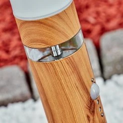 Hofstein Tenvik Wegeleuchte Chrom, Braun, Transparent, Klar, Holzoptik, 1-flammig, Bewegungsmelder -Außenleuchten Verkaufe tenvik wegeleuchte h3599914 5