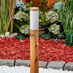 Hofstein Tenvik Wegeleuchte Chrom, Braun, Transparent, Klar, Holzoptik, 1-flammig, Bewegungsmelder -Außenleuchten Verkaufe tenvik wegeleuchte h3599914 8