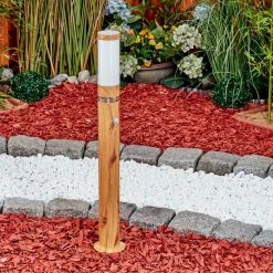 Hofstein Tenvik Wegeleuchte Chrom, Braun, Transparent, Klar, Holzoptik, 1-flammig, Bewegungsmelder -Außenleuchten Verkaufe tenvik wegeleuchte h3599914 9