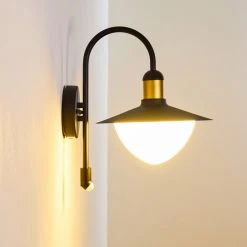 Hofstein Theux Au&szlig;enwandleuchte Schwarz, Gold, 1-flammig, Bewegungsmelder -Außenleuchten Verkaufe theux aussenwandleuchte h3276976 12