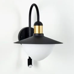 Hofstein Theux Au&szlig;enwandleuchte Schwarz, Gold, 1-flammig, Bewegungsmelder -Außenleuchten Verkaufe theux aussenwandleuchte h3276976 13