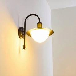 Hofstein Theux Au&szlig;enwandleuchte Schwarz, Gold, 1-flammig, Bewegungsmelder -Außenleuchten Verkaufe theux aussenwandleuchte h3276976 2