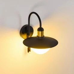 Hofstein Theux Au&szlig;enwandleuchte Schwarz, Gold, 1-flammig, Bewegungsmelder -Außenleuchten Verkaufe theux aussenwandleuchte h3276976 5