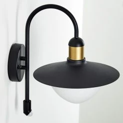 Hofstein Theux Au&szlig;enwandleuchte Schwarz, Gold, 1-flammig, Bewegungsmelder -Außenleuchten Verkaufe theux aussenwandleuchte h3276976 7