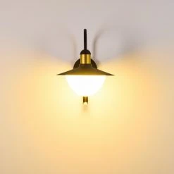 Hofstein Theux Au&szlig;enwandleuchte Schwarz, Gold, 1-flammig, Bewegungsmelder -Außenleuchten Verkaufe theux aussenwandleuchte h3276976 8