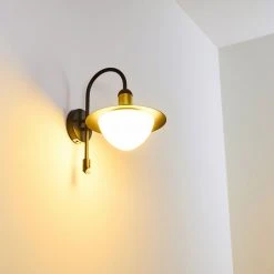 Hofstein Theux Au&szlig;enwandleuchte Schwarz, Gold, 1-flammig, Bewegungsmelder -Außenleuchten Verkaufe theux aussenwandleuchte h3276976 9