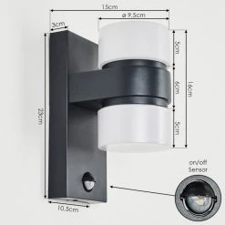 Hofstein Tiarp Au&szlig;enwandleuchte LED Schwarz, 2-flammig, Bewegungsmelder -Außenleuchten Verkaufe tiarp aussenwandleuchte h3428689 3