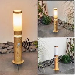 Hofstein Tise Wegeleuchte Braun, Holzoptik, 2-flammig, Bewegungsmelder