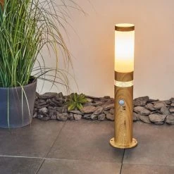 Hofstein Tise Wegeleuchte Braun, Holzoptik, 2-flammig, Bewegungsmelder -Außenleuchten Verkaufe tise wegeleuchte h3445624 6